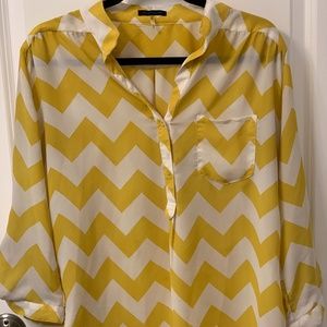 Womens yellow and white striped blouse size L